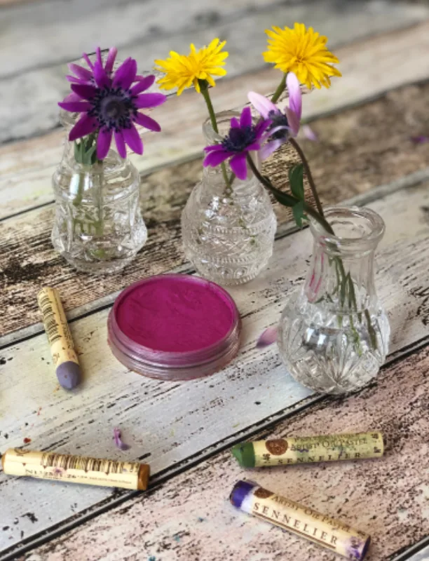 Inspiration de fleurs et de couleurs pour le cours de cold wax et huile