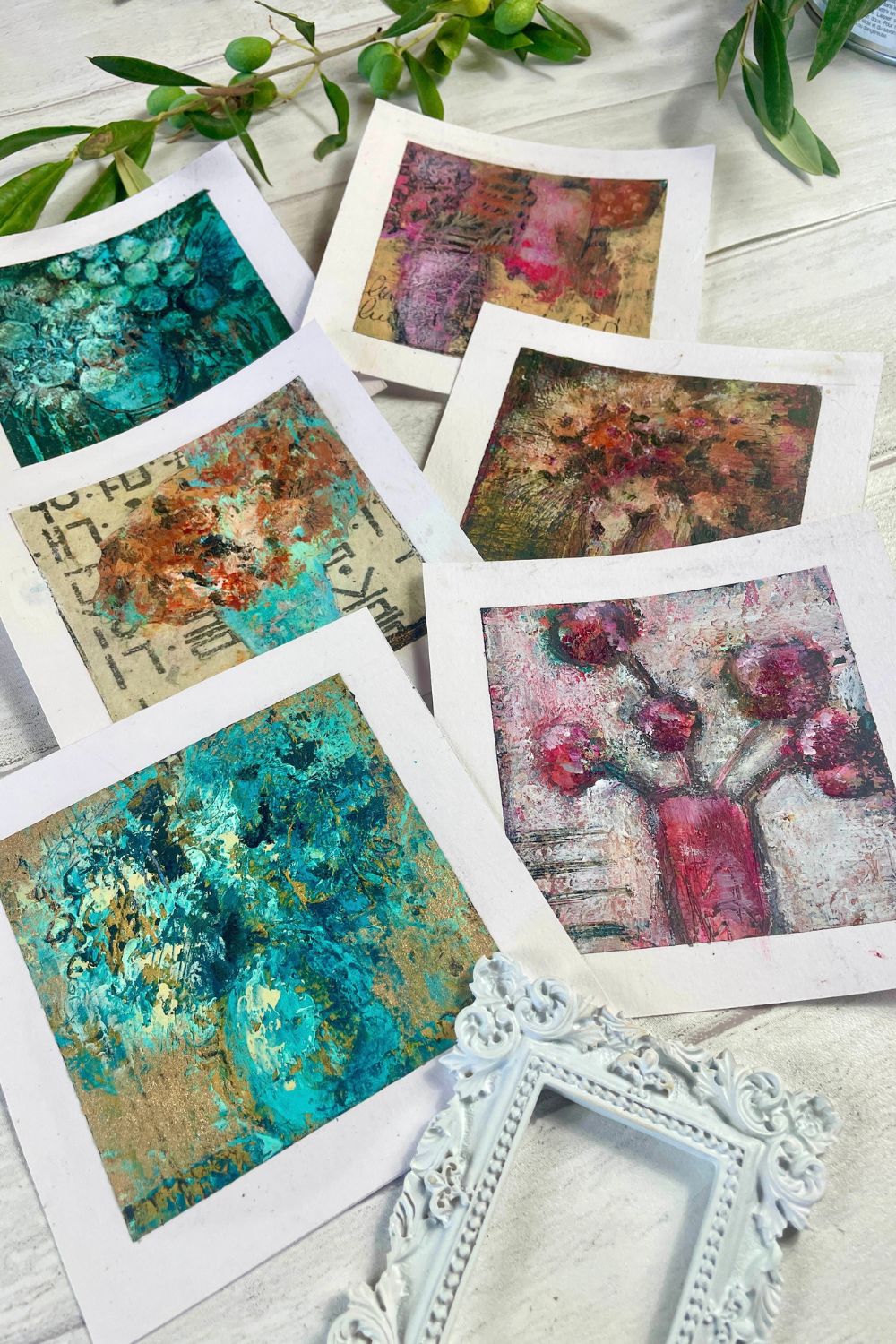 Une peinture de fleurs texturées du mini-cours à l’acrylique de Marina