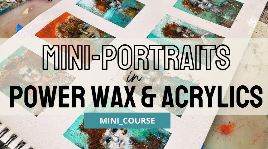 Mini-portraits in acrylics with layered texture