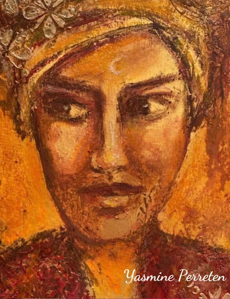 Student artwork — Golden Girls in Cold Wax & Oils
