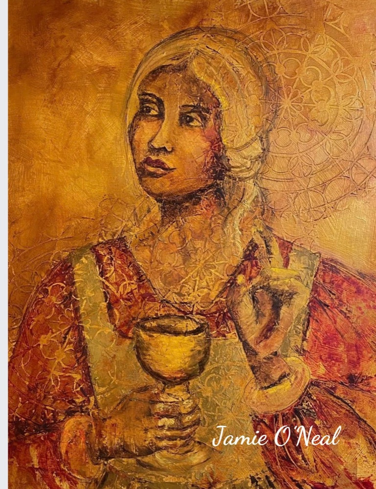 Student artwork — Golden Girls in Cold Wax & Oils