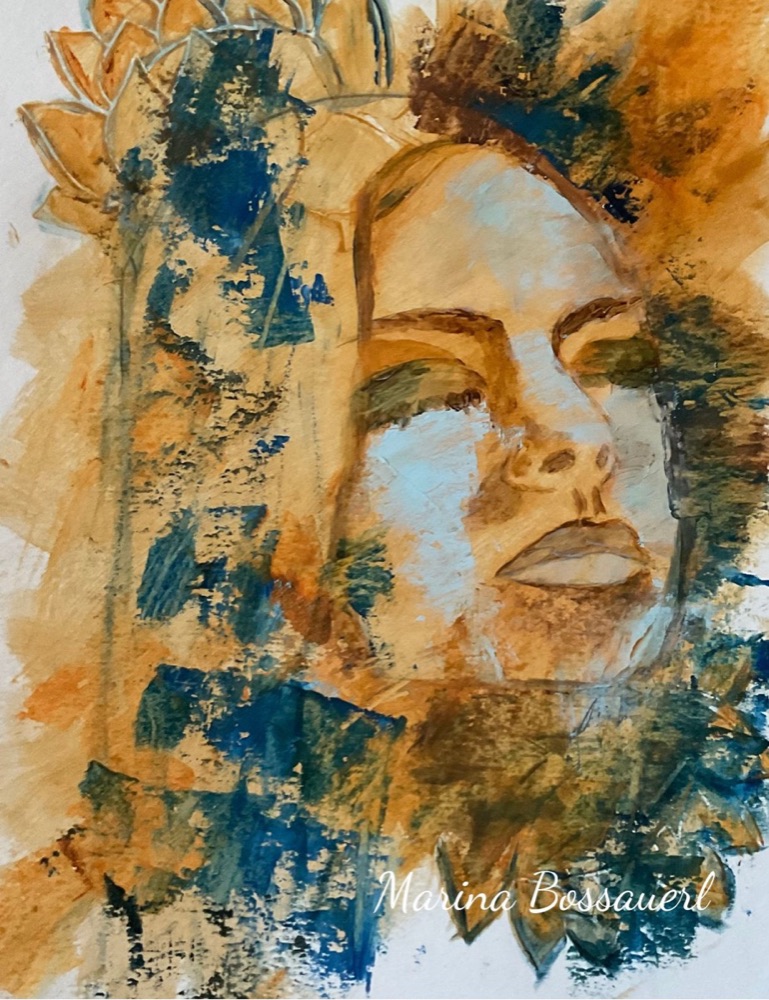Student artwork — Golden Girls in Cold Wax & Oils