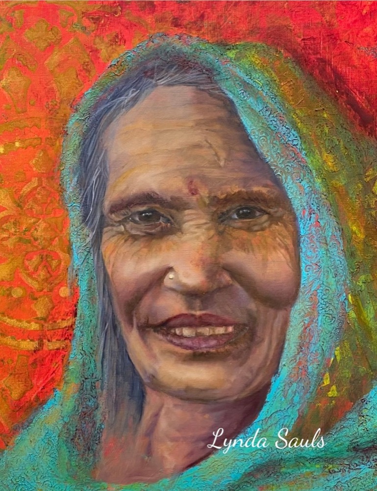 Student artwork — Textured Portraits & Golden Girls