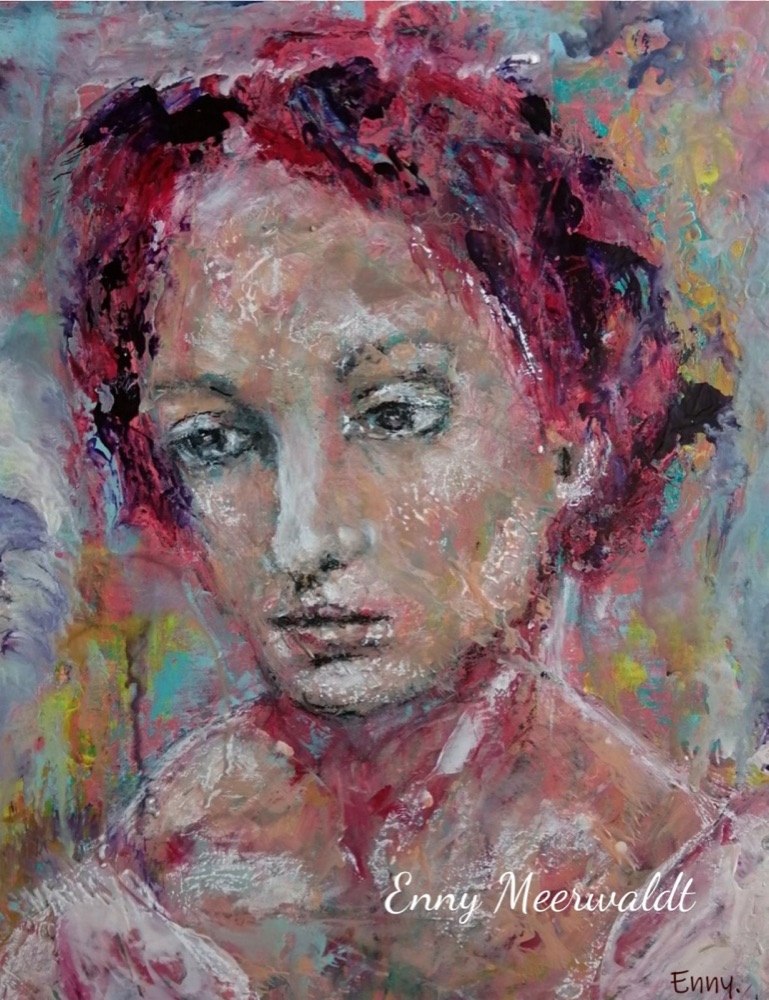 Student artwork — Textured Portraits & Golden Girls
