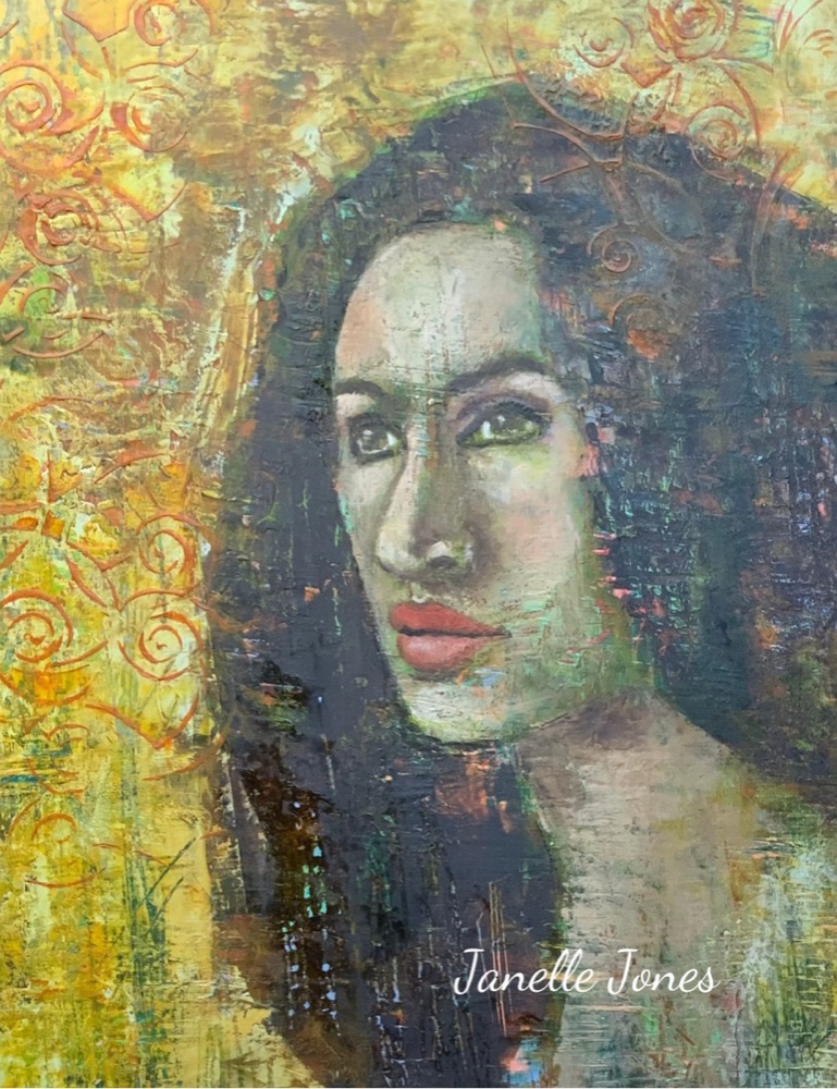 Student artwork — Textured Portraits & Golden Girls
