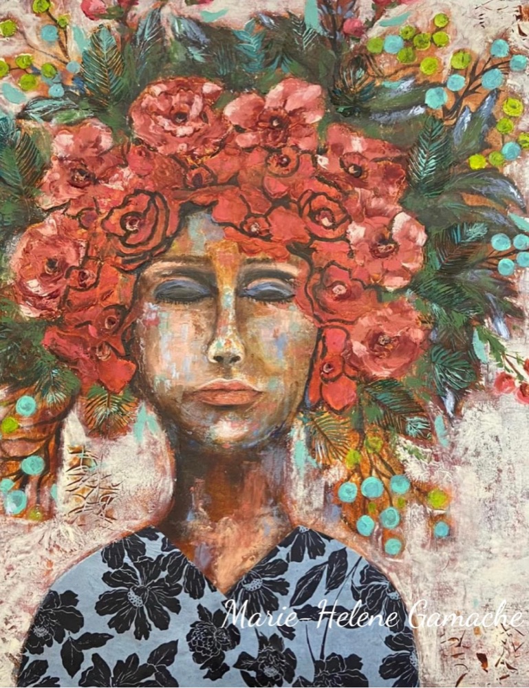 Student artwork — Textured Portraits & Golden Girls