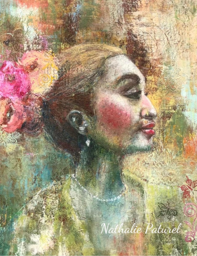 Student artwork — Textured Portraits & Golden Girls