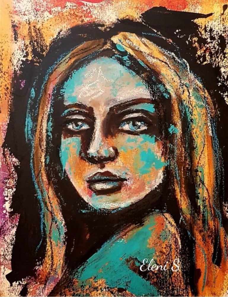 Student artwork — Textured Portraits & Golden Girls