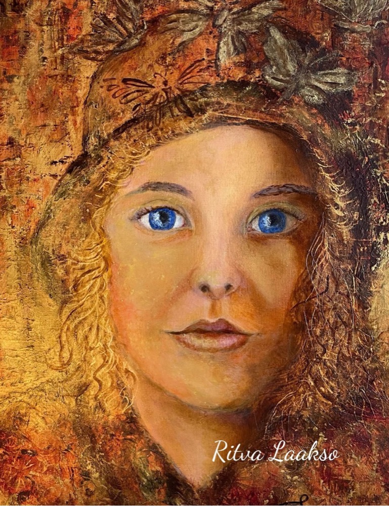 Student artwork — Textured Portraits & Golden Girls