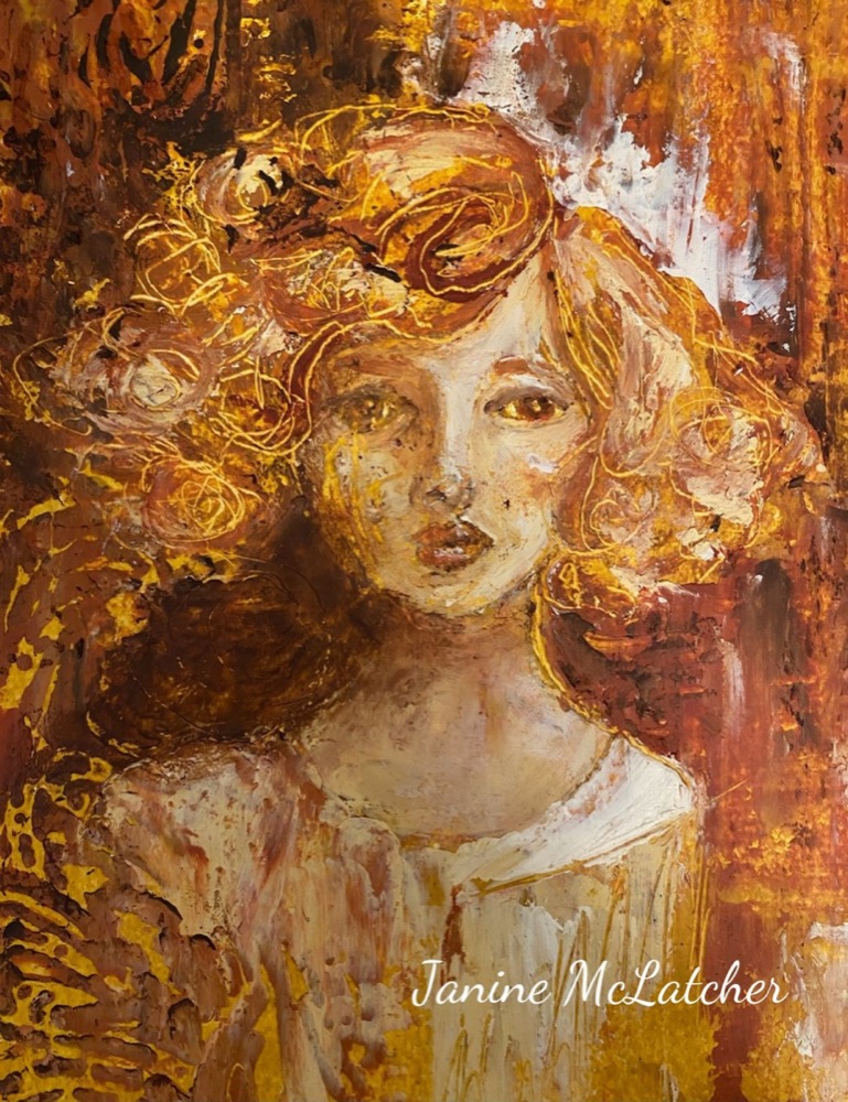 Student artwork — Textured Portraits & Golden Girls