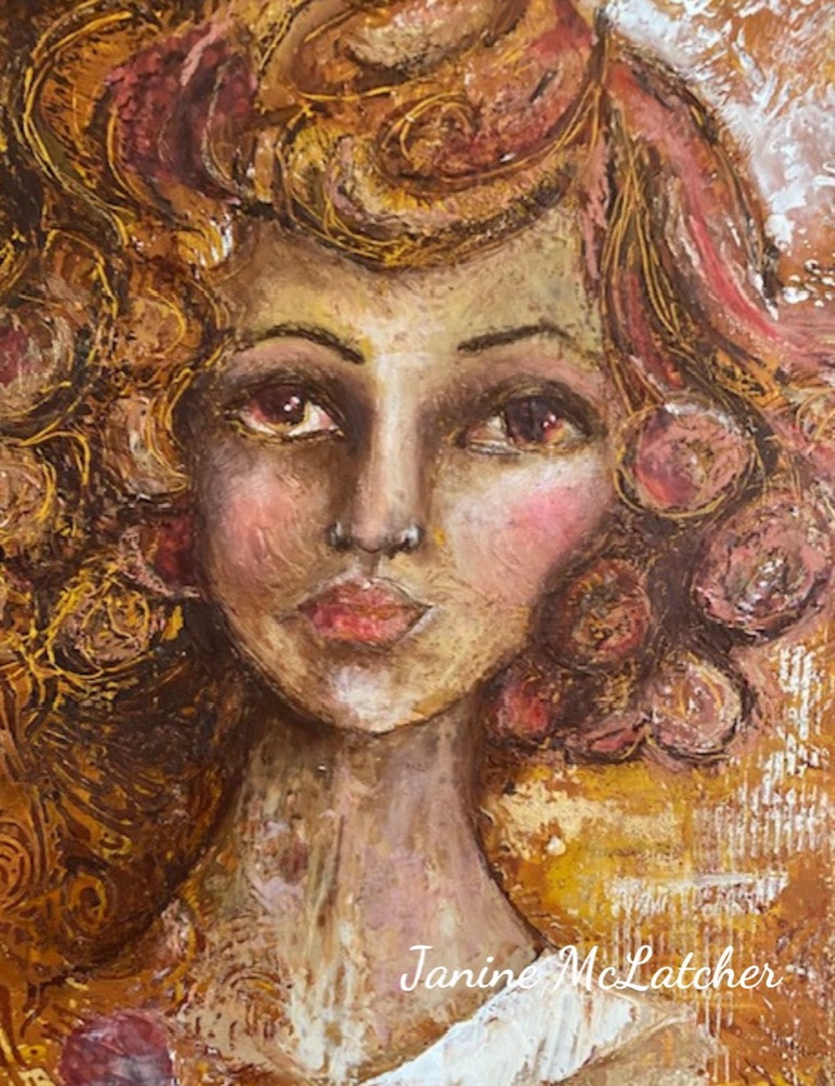 Student artwork — Textured Portraits & Golden Girls