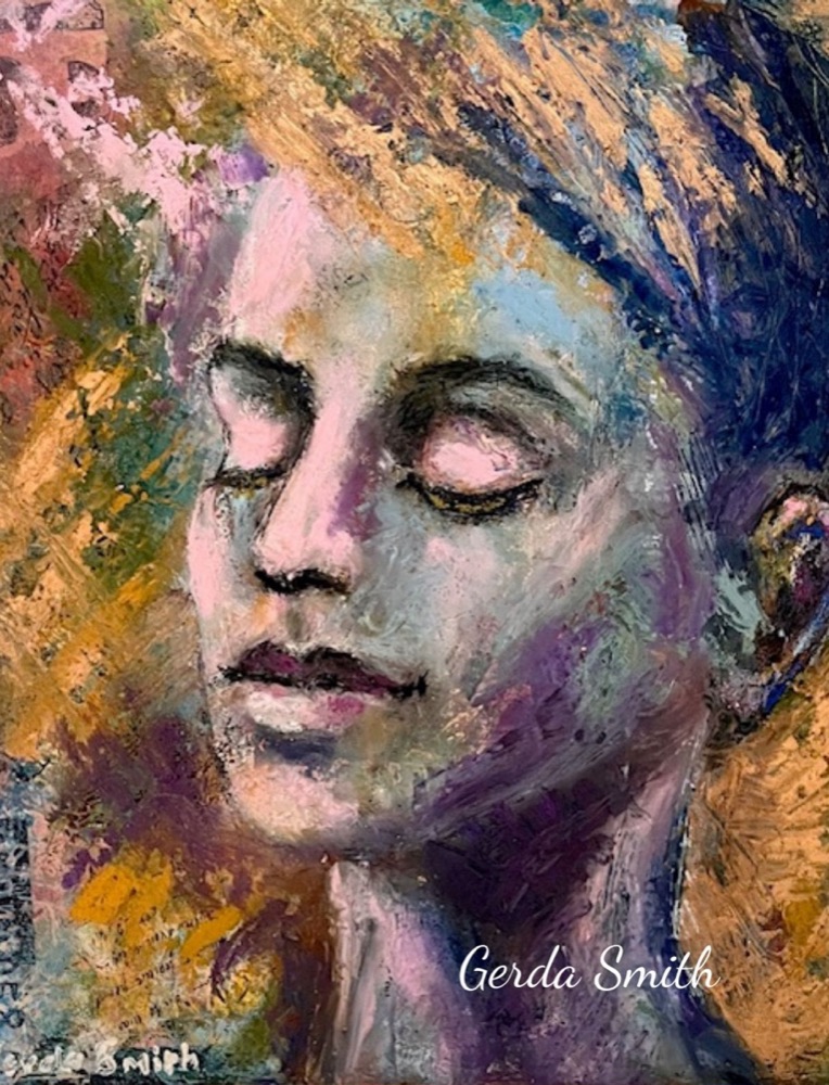 Student artwork — Textured Portraits & Golden Girls