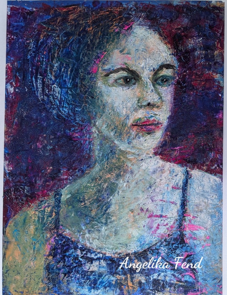 Student artwork — Textured Portraits & Golden Girls