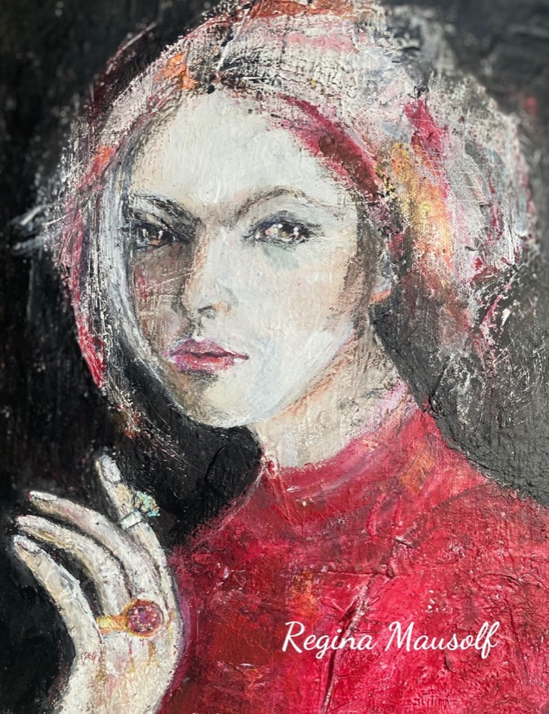 Student artwork — Textured Portraits & Golden Girls